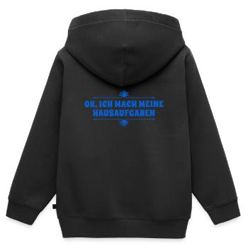 Hausaufgaben - Kinder Premium Organic Zip Hoodie - Schwarz - Hinten - AI Model Kid Male (0cm)