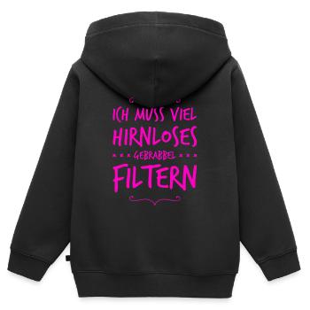 hirnloses Gebrabbel - Kinder Premium Organic Zip Hoodie - Schwarz - Hinten - AI Model Kid Male (0cm)