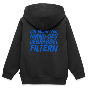 viele Menschen erzählen Blödsinn - Kinder Premium Organic Zip Hoodie - Schwarz - Hinten - AI Model Kid Male (0cm)