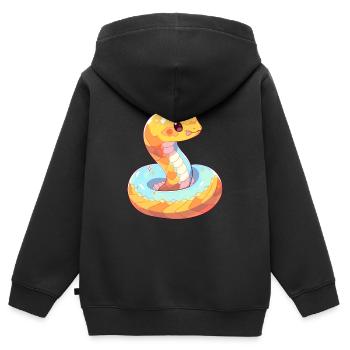 Kobra Niedlich Glücklich Kawaii Cartoon Clipart Tier - Kinder Premium Organic Zip Hoodie - Schwarz - Hinten - AI Model Kid Male (0cm)