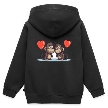Baboons Kawaii Cartoon Pet Playing With Balloons - Kids Premium Organic Zip-up Hoodie - black - Back - AI Model Kid Male (0cm)