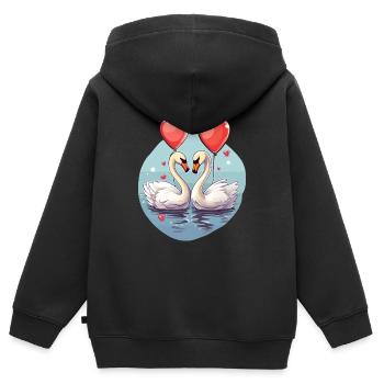 Cygnes Kawaii Cartoon Pet Jouant Avec Des Ballons - Sweat Premium à capuche zippé enfant bio - noir - Dos - AI Model Kid Male (0cm)