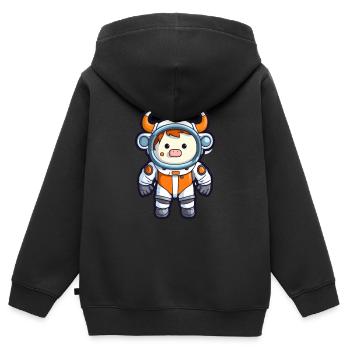 Astronaute Drôle Vache Kawaii Dessin Animé Animal De Compagnie - Sweat Premium à capuche zippé enfant bio - noir - Dos - AI Model Kid Male (0cm)