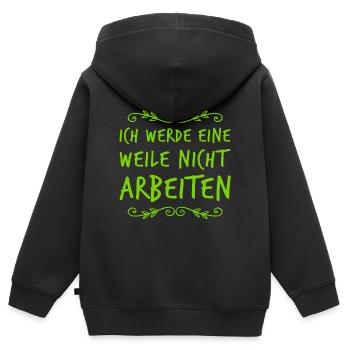keinen Bock auf Arbeit - Kinder Premium Organic Zip Hoodie - Schwarz - Hinten - AI Model Kid Male (0cm)