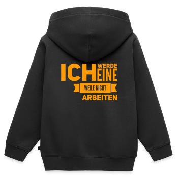 arbeiten war gestern - Kinder Premium Organic Zip Hoodie - Schwarz - Hinten - AI Model Kid Male (0cm)