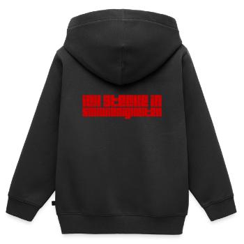 das ist schwierig - Kinder Premium Organic Zip Hoodie - Schwarz - Hinten - AI Model Kid Male (0cm)