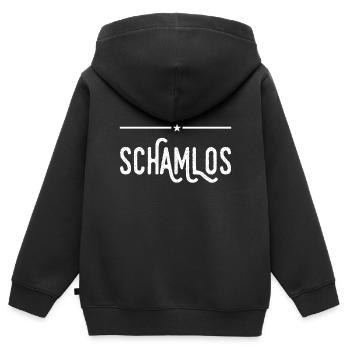 ohne Scham - Kinder Premium Organic Zip Hoodie - Schwarz - Hinten - AI Model Kid Male (0cm)