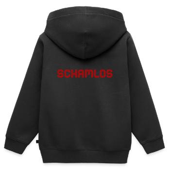 Scham ist nicht mein Ding - Kinder Premium Organic Zip Hoodie - Schwarz - Hinten - AI Model Kid Male (0cm)