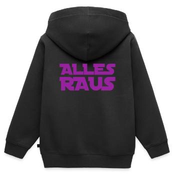 alles raus - Kinder Premium Organic Zip Hoodie - Schwarz - Hinten - AI Model Kid Male (0cm)