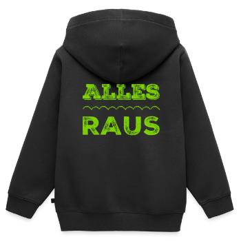 alle müssen raus - Kinder Premium Organic Zip Hoodie - Schwarz - Hinten - AI Model Kid Male (0cm)