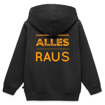 raus mit euch - Kinder Premium Organic Zip Hoodie - Schwarz - Hinten - AI Model Kid Male (0cm)
