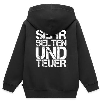 ich bin selten und teuer - Kinder Premium Organic Zip Hoodie - Schwarz - Hinten - AI Model Kid Male (0cm)