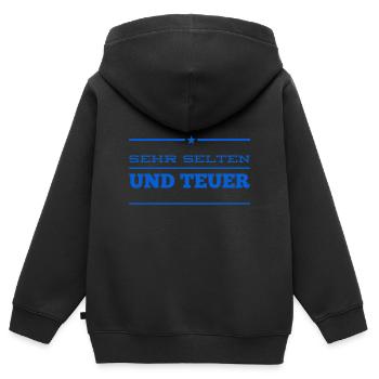 sehr selten und teuer - Kinder Premium Organic Zip Hoodie - Schwarz - Hinten - AI Model Kid Male (0cm)
