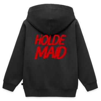 ich bin eine holde Maid - Kinder Premium Organic Zip Hoodie - Schwarz - Hinten - AI Model Kid Male (0cm)