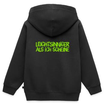den Preis bezahlen - Kinder Premium Organic Zip Hoodie - Schwarz - Hinten - AI Model Kid Male (0cm)