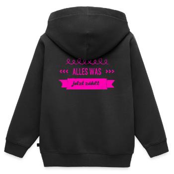 das ist meine Priorität - Kinder Premium Organic Zip Hoodie - Schwarz - Hinten - AI Model Kid Male (0cm)