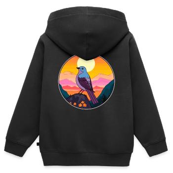 Kuckuck buntes Aquarell Cartoon Kawaii Tier - Kinder Premium Organic Zip Hoodie - Schwarz - Hinten - AI Model Kid Male (0cm)