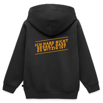 das ist nicht komisch - Kinder Premium Organic Zip Hoodie - Schwarz - Hinten - AI Model Kid Male (0cm)