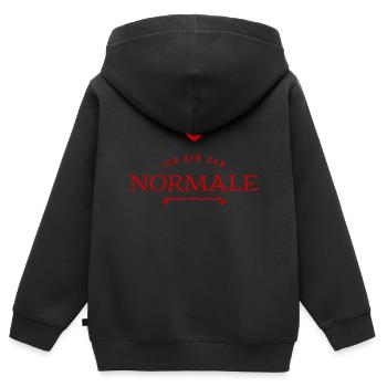 ich bin der Normale - Kinder Premium Organic Zip Hoodie - Schwarz - Hinten - AI Model Kid Male (0cm)