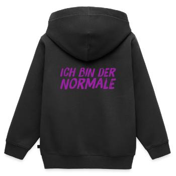 einfach normal - Kinder Premium Organic Zip Hoodie - Schwarz - Hinten - AI Model Kid Male (0cm)