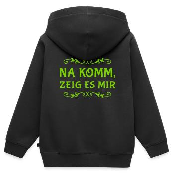 na komm, zeig es mir - Kinder Premium Organic Zip Hoodie - Schwarz - Hinten - AI Model Kid Male (0cm)