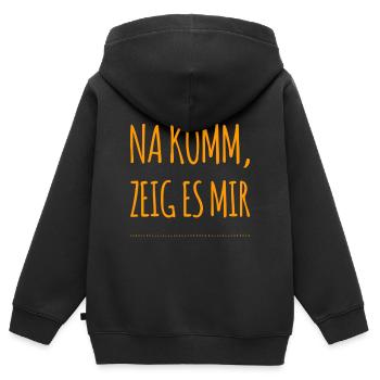 zeig es mir - Kinder Premium Organic Zip Hoodie - Schwarz - Hinten - AI Model Kid Male (0cm)