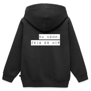 komm zeig her - Kinder Premium Organic Zip Hoodie - Schwarz - Hinten - AI Model Kid Male (0cm)