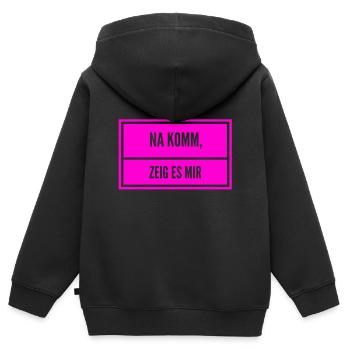 zeig her - Kinder Premium Organic Zip Hoodie - Schwarz - Hinten - AI Model Kid Male (0cm)