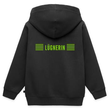 Lügnerin - Kinder Premium Organic Zip Hoodie - Schwarz - Hinten - AI Model Kid Male (0cm)