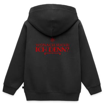 was könnte ich nur suchen? - Kinder Premium Organic Zip Hoodie - Schwarz - Hinten - AI Model Kid Male (0cm)