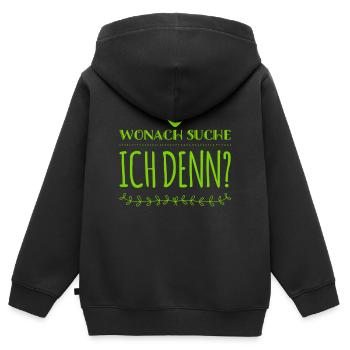 ich suche - Kinder Premium Organic Zip Hoodie - Schwarz - Hinten - AI Model Kid Male (0cm)