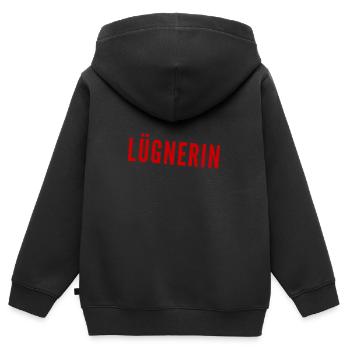 ich mag es zu lügen - Kinder Premium Organic Zip Hoodie - Schwarz - Hinten - AI Model Kid Male (0cm)
