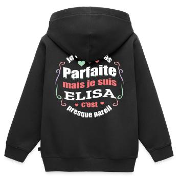 ELISA PARFAITE - PRENOM ELISA - Sweat Premium à capuche zippé enfant bio - noir - Dos - AI Model Kid Male (0cm)
