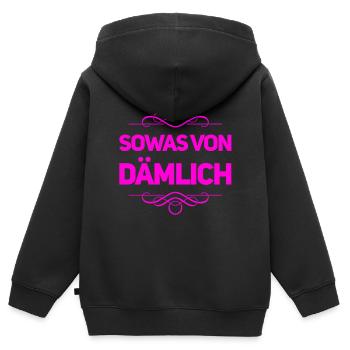 sowas von dumm - Kinder Premium Organic Zip Hoodie - Schwarz - Hinten - AI Model Kid Male (0cm)