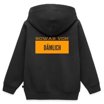 sowas von blöd - Kinder Premium Organic Zip Hoodie - Schwarz - Hinten - AI Model Kid Male (0cm)