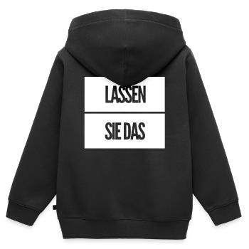 hören sie auf - Kinder Premium Organic Zip Hoodie - Schwarz - Hinten - AI Model Kid Male (0cm)