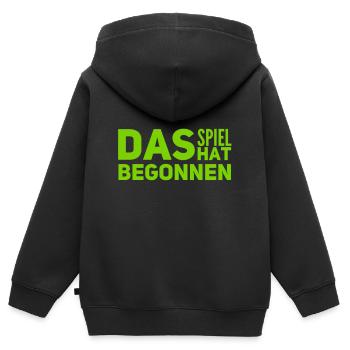 es hat angefangen - Kinder Premium Organic Zip Hoodie - Schwarz - Hinten - AI Model Kid Male (0cm)