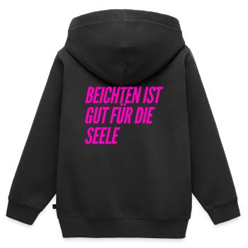 ich beichte gern - Kinder Premium Organic Zip Hoodie - Schwarz - Hinten - AI Model Kid Male (0cm)