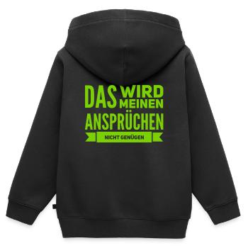 hohe Ansprüche - Kinder Premium Organic Zip Hoodie - Schwarz - Hinten - AI Model Kid Male (0cm)