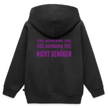ich habe hohe Ansprüche - Kinder Premium Organic Zip Hoodie - Schwarz - Hinten - AI Model Kid Male (0cm)
