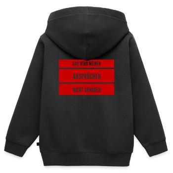 sehr hohe Ansprüche - Kinder Premium Organic Zip Hoodie - Schwarz - Hinten - AI Model Kid Male (0cm)