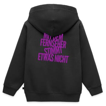 der Fernseher ist defekt - Kinder Premium Organic Zip Hoodie - Schwarz - Hinten - AI Model Kid Male (0cm)