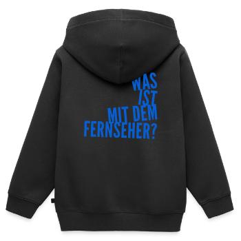 der Fernseher ist komisch - Kinder Premium Organic Zip Hoodie - Schwarz - Hinten - AI Model Kid Male (0cm)