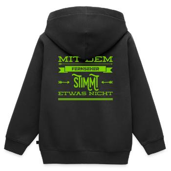 der Fernseher spinnt - Kinder Premium Organic Zip Hoodie - Schwarz - Hinten - AI Model Kid Male (0cm)