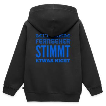 der Fernseher ist kaputt - Kinder Premium Organic Zip Hoodie - Schwarz - Hinten - AI Model Kid Male (0cm)
