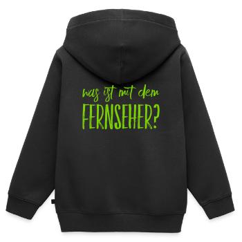der Fernseher ist merkwürdig - Kinder Premium Organic Zip Hoodie - Schwarz - Hinten - AI Model Kid Male (0cm)