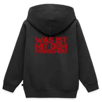mit dem Fernseher ist was nicht in Ordnung - Kinder Premium Organic Zip Hoodie - Schwarz - Hinten - AI Model Kid Male (0cm)