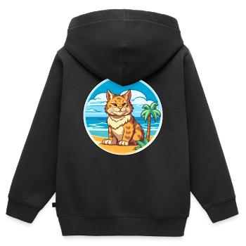 Rotluchs Aquarell Cartoon Kawaii Clipart Tier - Kinder Premium Organic Zip Hoodie - Schwarz - Hinten - AI Model Kid Male (0cm)