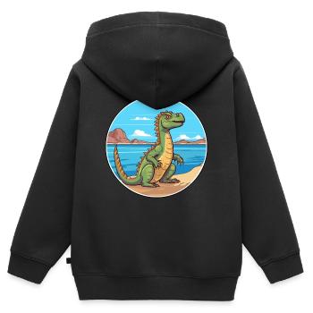 Basilisk Aquarell Cartoon Kawaii Clipart Tier - Kinder Premium Organic Zip Hoodie - Schwarz - Hinten - AI Model Kid Male (0cm)