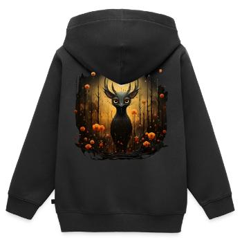 Fauve doux - Sweat Premium à capuche zippé enfant bio - noir - Dos - AI Model Kid Male (0cm)